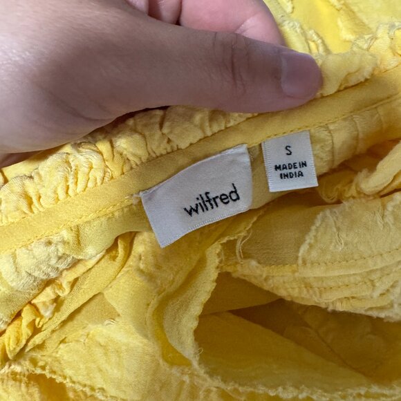 Aritzia Wilfred Lourdes Blouse Yellow Small Silk Blend Floral Top Boho Romantic - Picture 4 of 4